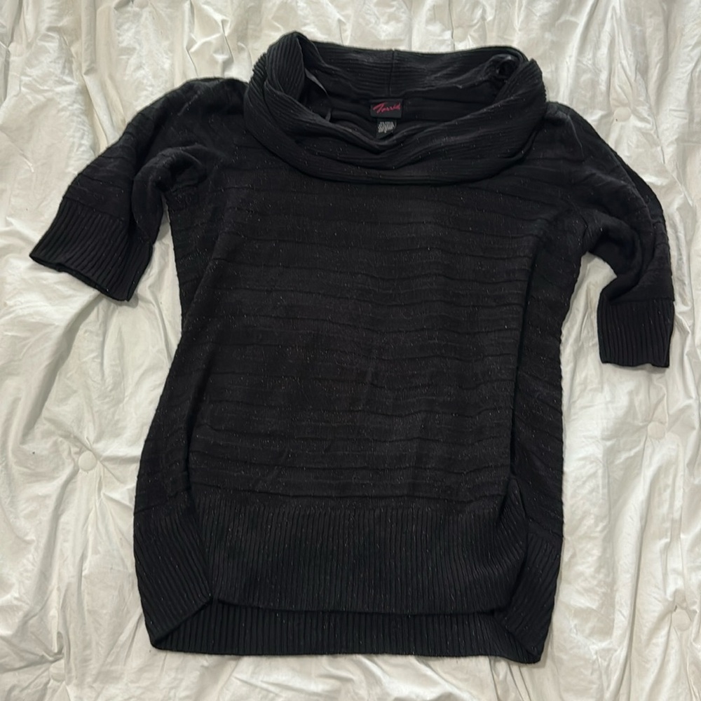 Vintage Torrid sweater, metallic, stretchy, soft.